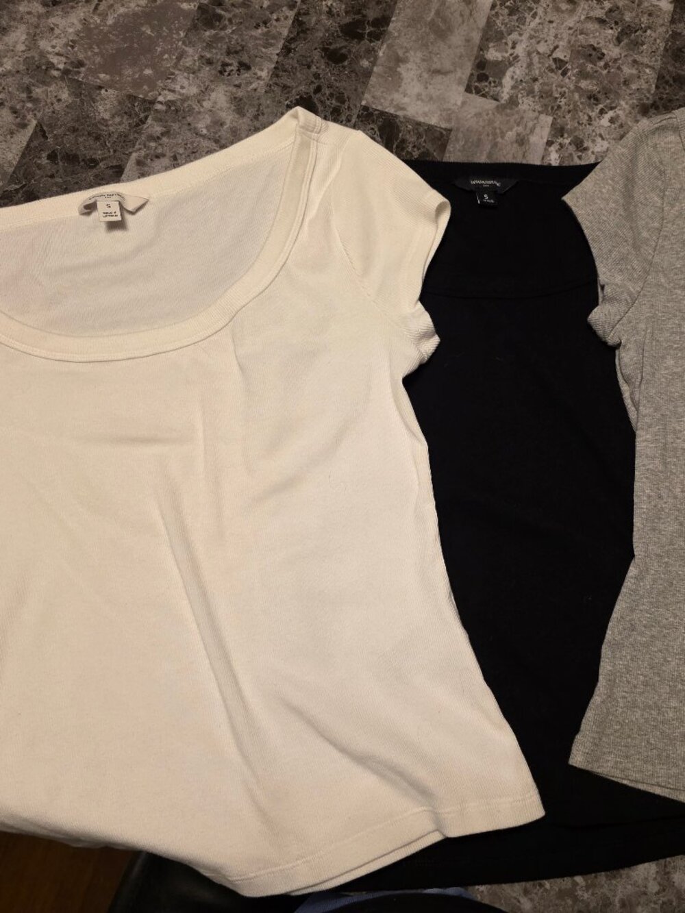 Ribbed Scoop-Neck T-Shirts - 3 colors Size Small - Sold as a set